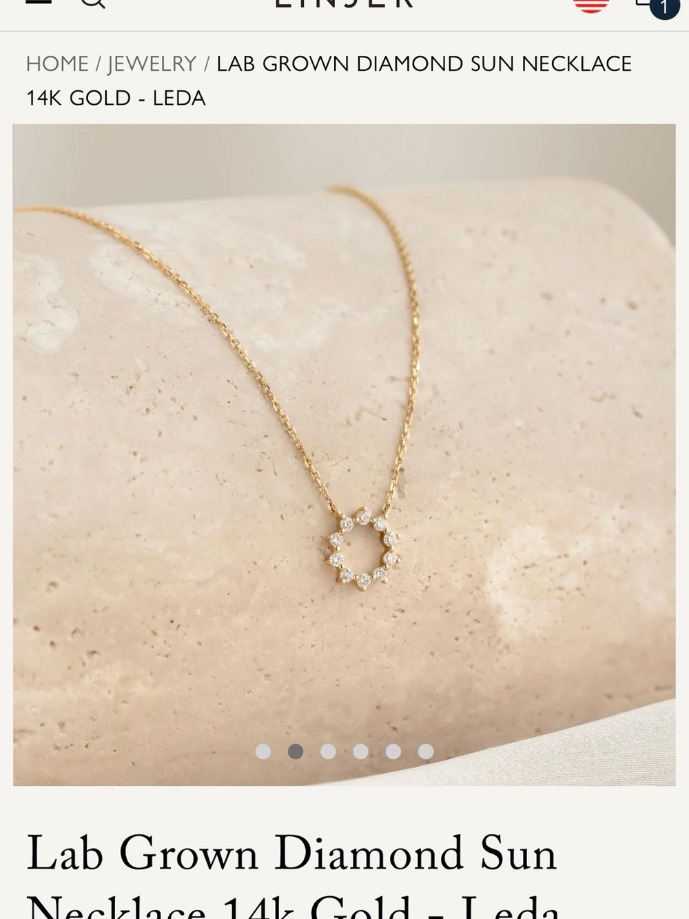 Linjer Lab Grown Diamond Sun Necklace 14K Gold -